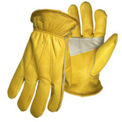 Boss 7134M Medium Insulated Lined Leather Gloves With Elastic Wrist Cuff and Leather Palm Pad