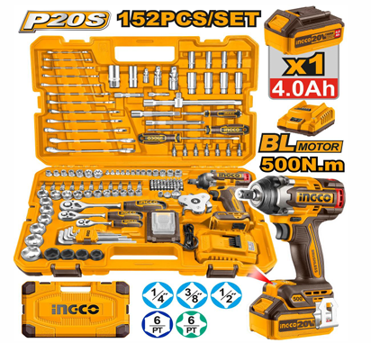 INGCO 152 PCS CORDLESS IMPACT WRENCH TOOLS SET