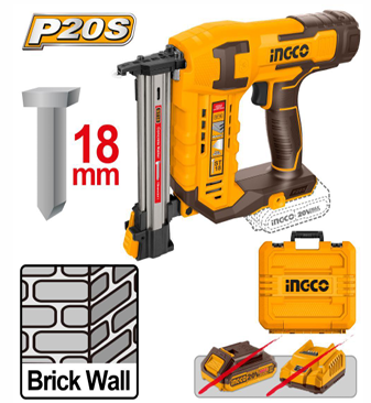 INGCO CORDLESS BRICK NAILER 20V 18MM