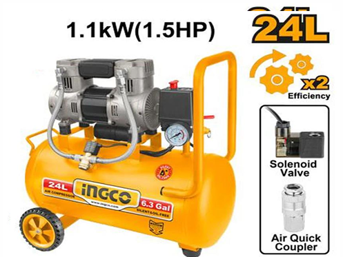 INGCO AIR COMPRESSOR 1.5HP 24L OIL FREE SYSTEM