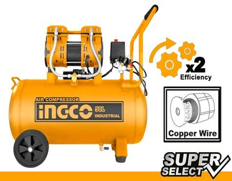 INGCO AIR COMPRESSOR 1.6HP 50L OIL FREE SYSTEM