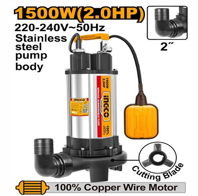 INGCO SEWAGE SUBMERSIBLE PUMP WITH CUTTING BLADE 2HP