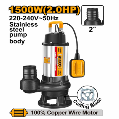 INGCO SEWAGE SUBMERSIBLE PUMP WITH CUTTING BLADE 2HP