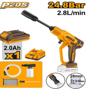 INGCO CORDLESS PRESSURE WASHER 20V 24.8BAR