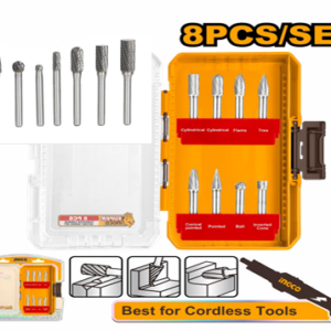 INGCO 8 PCS TUNGSTEN CARBIDE ROTARY BURRS SET