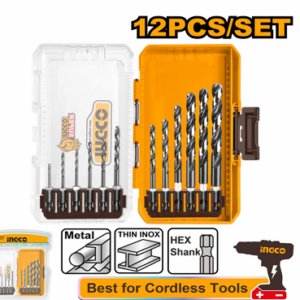 INGCO 12 PCS HSS DRILL BITS SET