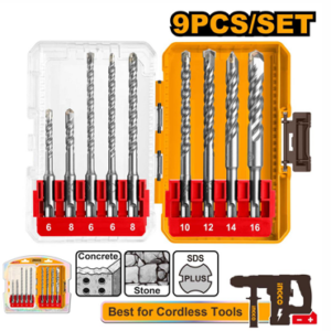 INGCO 9 PCS SDS PLUS HAMMER DRILL BITS SET