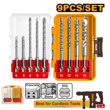 INGCO 9 PCS SDS PLUS HAMMER DRILL BITS SET
