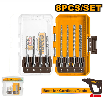 INGCO 8 PCS SDS PLUS HAMMER DRILL BITS SET