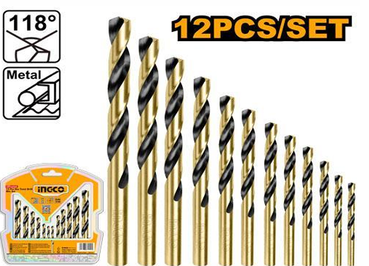 INGCO 12 PCS HSS TWIST DRILL BITS SET