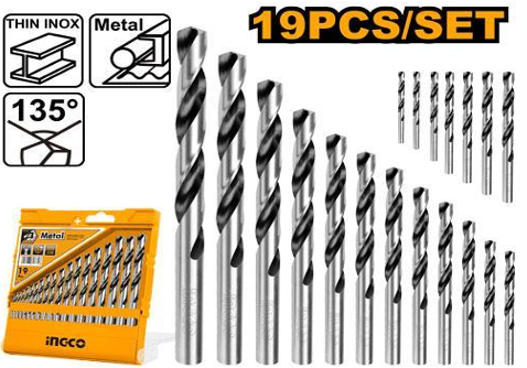 INGCO 19PCS HSS TWIST DRILL BITS SET