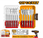 INGCO 12 PCS FLAT WOOD DRILL BITS SET