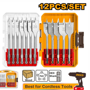INGCO 12 PCS FLAT WOOD DRILL BITS SET