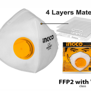 INGCO DUST MASK WITH VALVE (4 LAYER MATERIAL)
