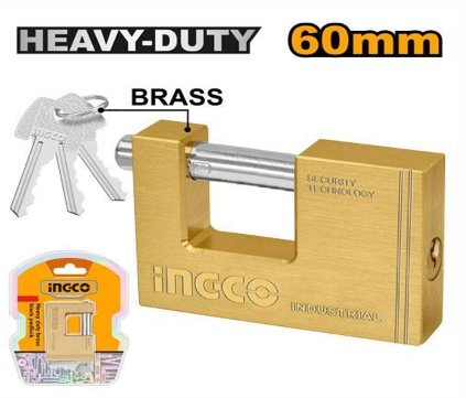 INGCO HEAVY DUTY BRASS BLOCK PADLOCK 60MM