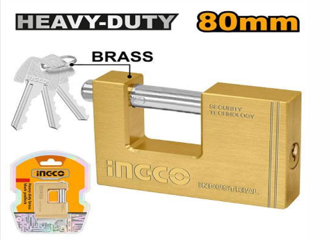 INGCO HEAVY DUTY BRASS BLOCK PADLOCK 80MM