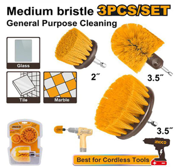 INGCO 3 PCS MEDIUM BRISTLE BRUSH SET