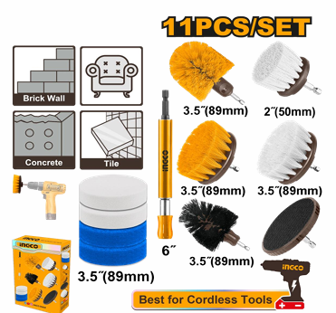 INGCO 11 PCS CLEANING BRUSH SET