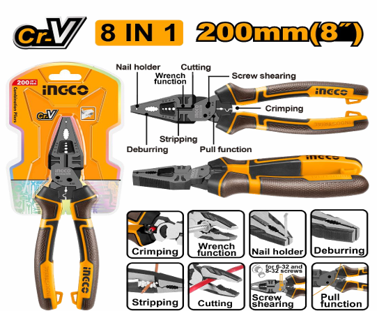 8-IN-1 MULTI-FUNCTION COMBINATION PLIERS  8’’  200MM