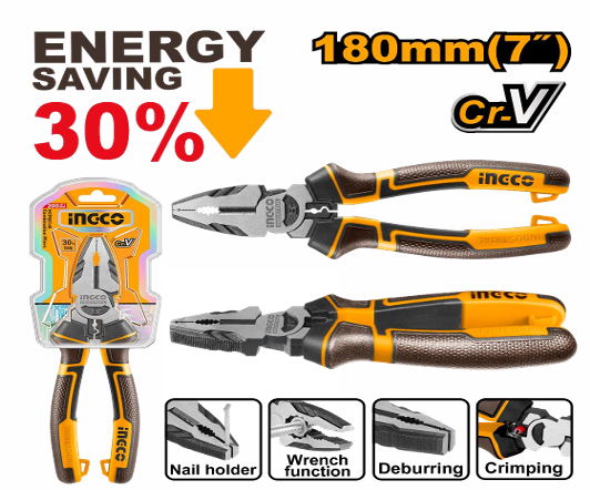 HIGH LEVERAGE COMBINATION PLIERS  180MM  (7’’)